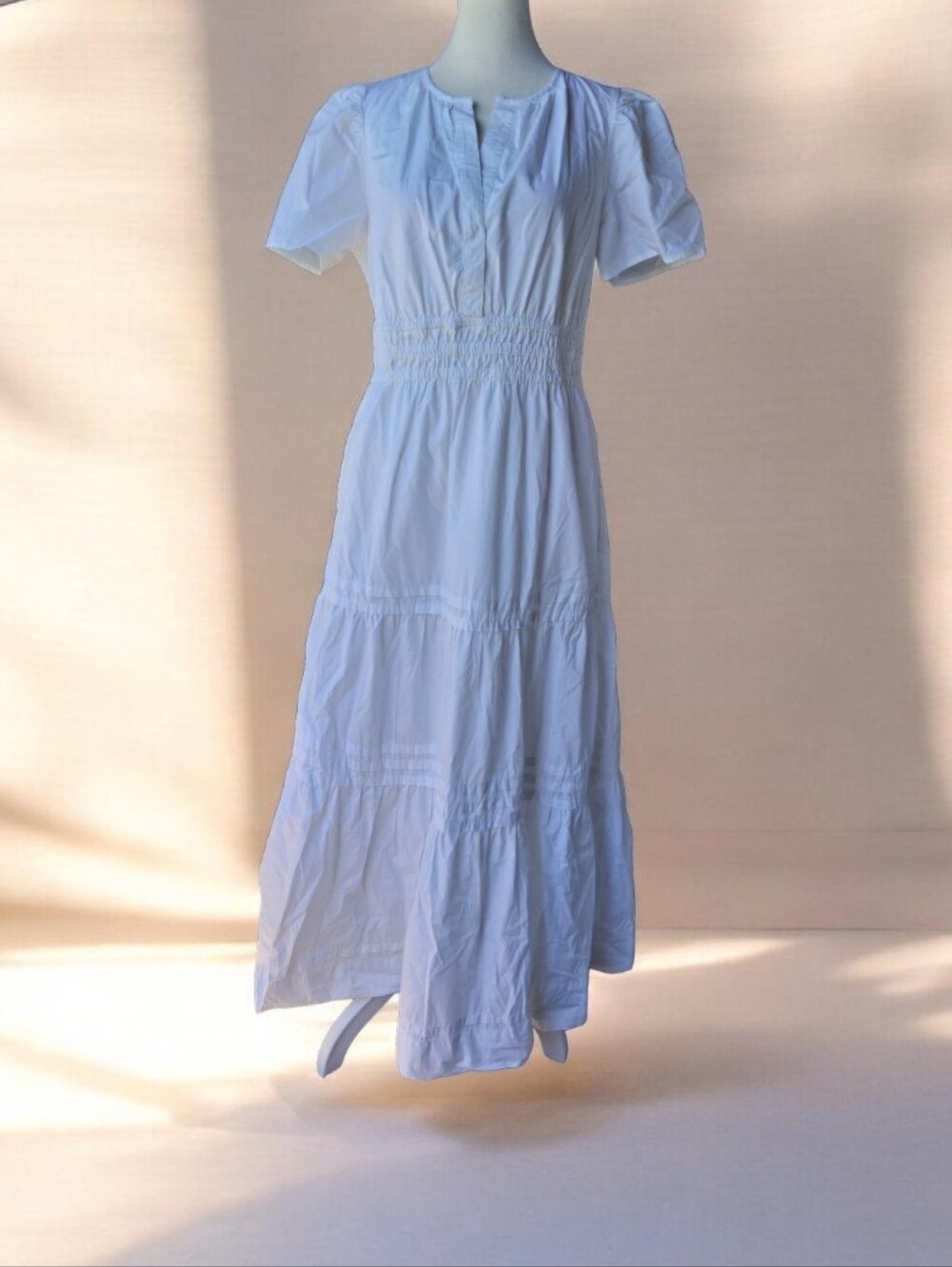 Quince 100% Cotton Poplin Tiered Maxi Dress Classic White S - Picture 2 of 10